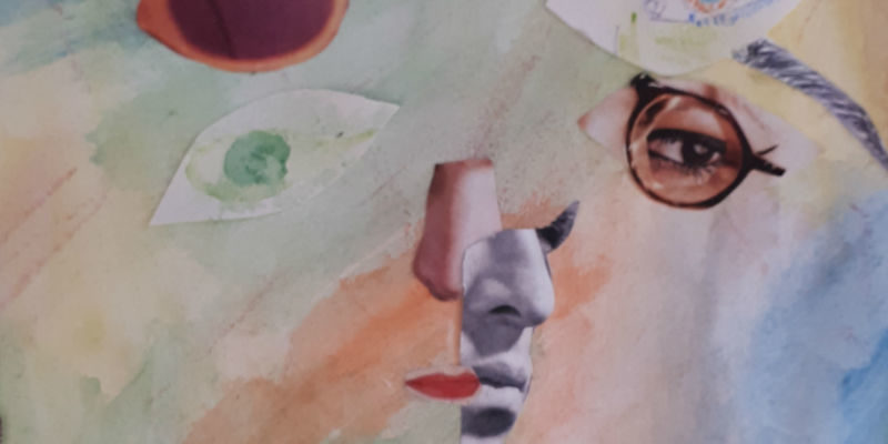 Collage and painting by a Club Member, National Art and Design Saturday Club at the University of Leeds
