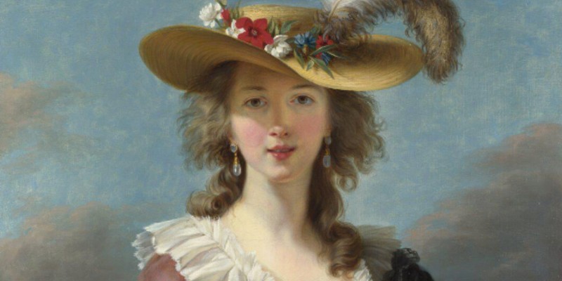 Detail from a painting of Élisabeth Louise Vigée Le Brun, Self Portrait in a Straw Hat, after 1782. The National Gallery.