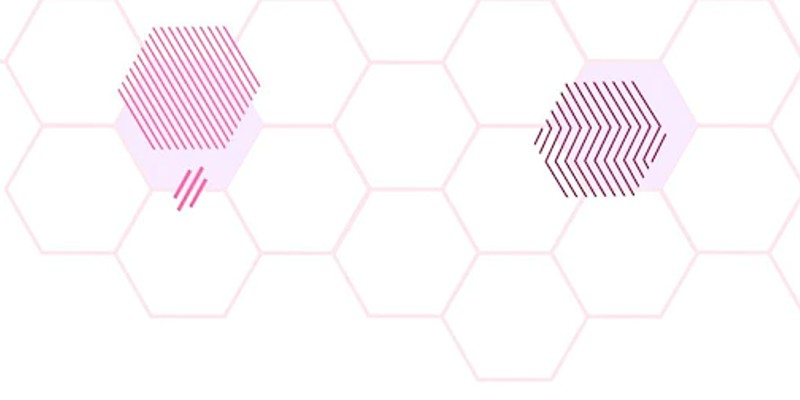 Tiled pattern of pink hexagons